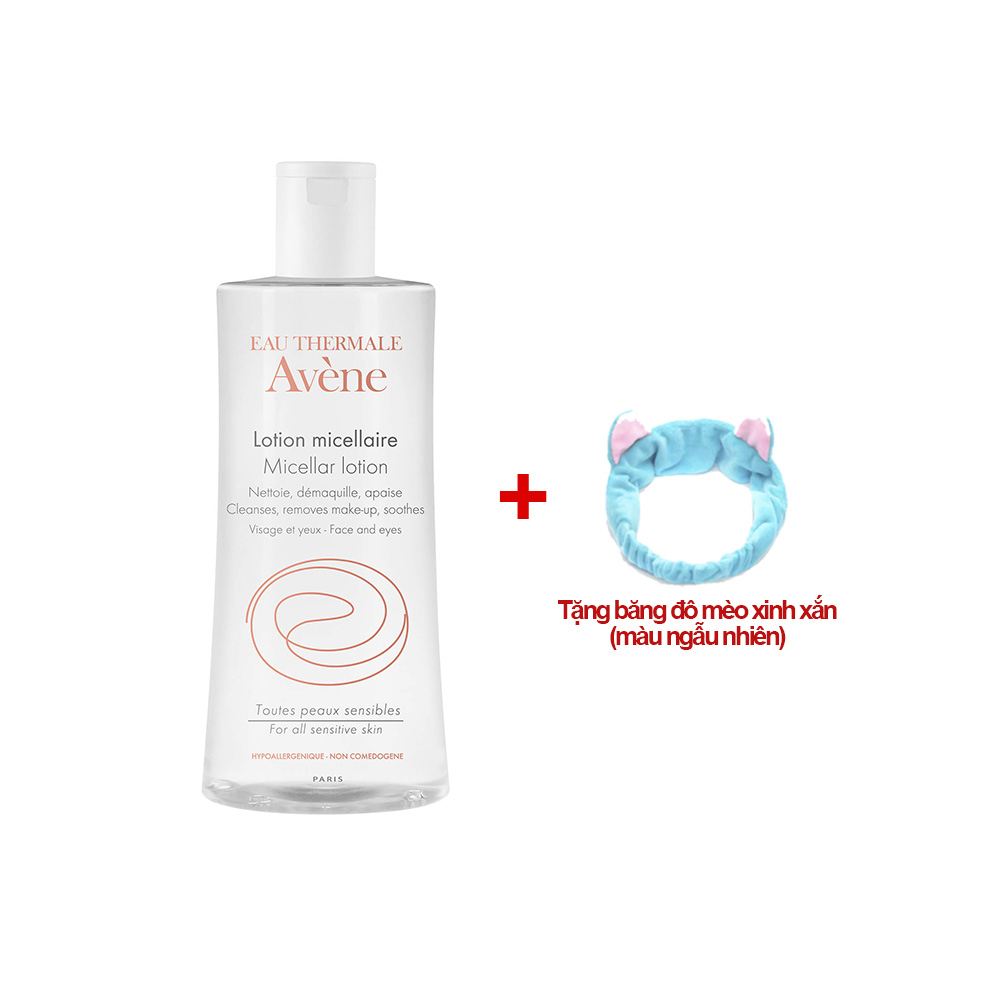 Combo Nước Tẩy Trang Dưỡng Ẩm Da Avene Micellar Lotion 500ml tặng kèm băng đô mèo xinh xắn màu sắc ngẫu nhiên