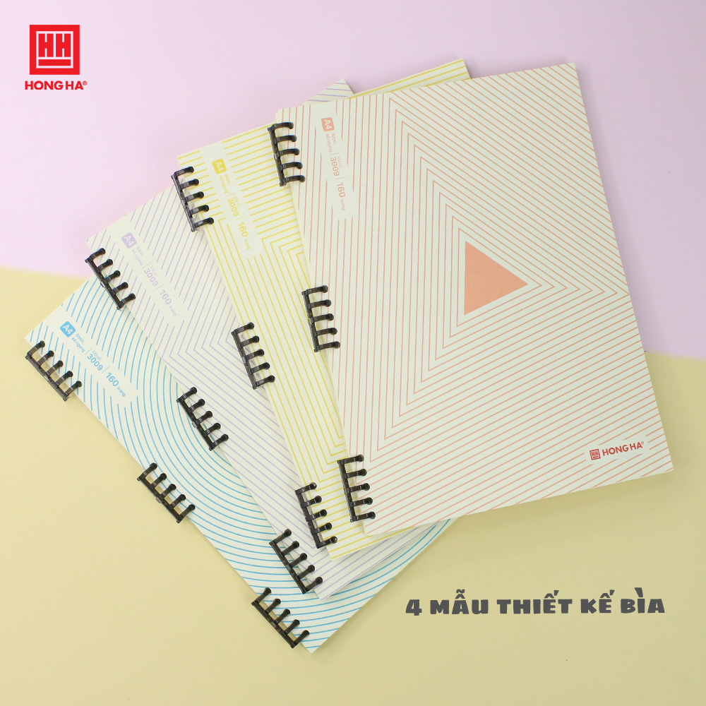 Sổ lò xo A4 Hồng Hà, sổ còng nhựa Basic 160 trang định lượng 80gsm - 3009