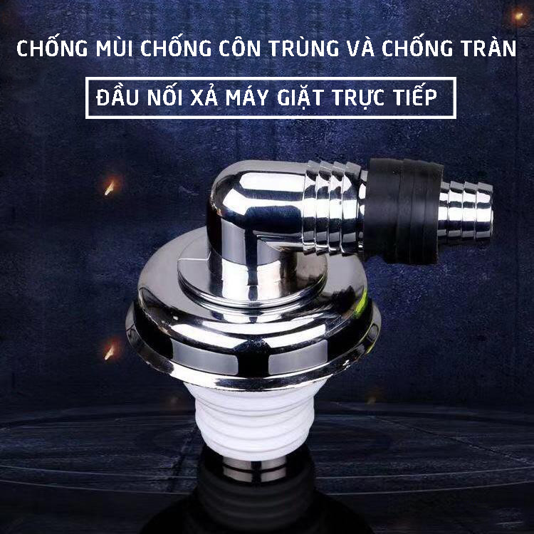 Đầu nối thoát nước máy giặt, thoát nước thải kiêm chống mùi hôi, ngăn côn trùng trào ngược lắp thoát sàn, ống PVC, bộ 2 chạc MIHOCO 3112