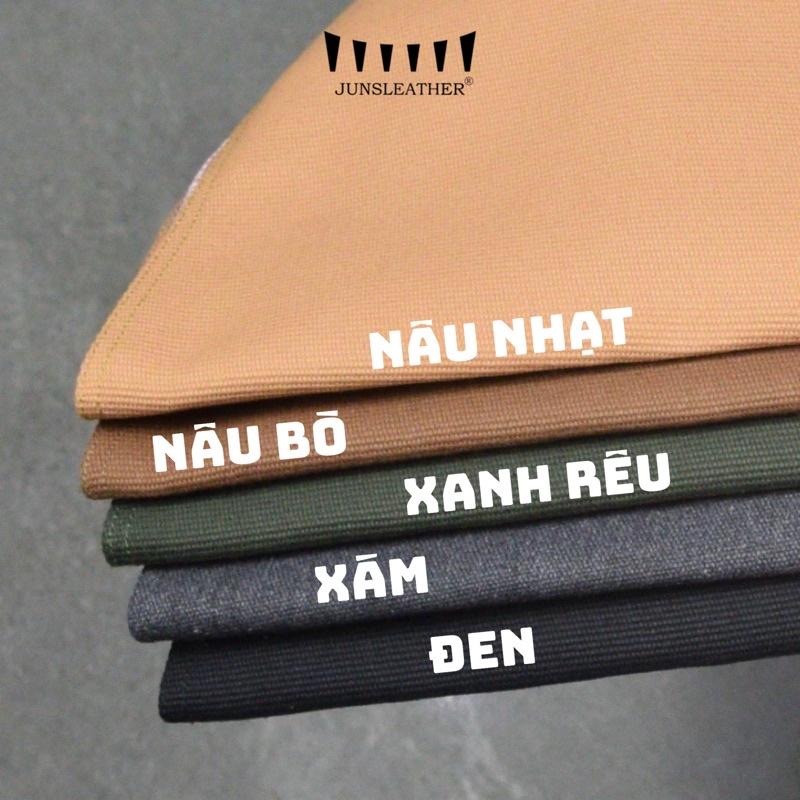 Tạp dề pha chế vải canvas dây da của Junsleather phối da bò cao cấp dành cho Barista/Bartender