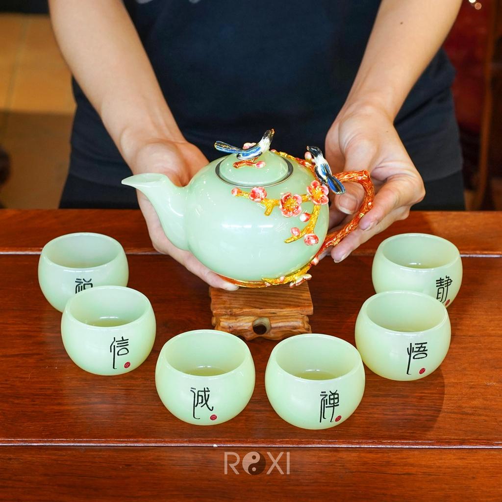 Bộ ấm trà đá màu xanh