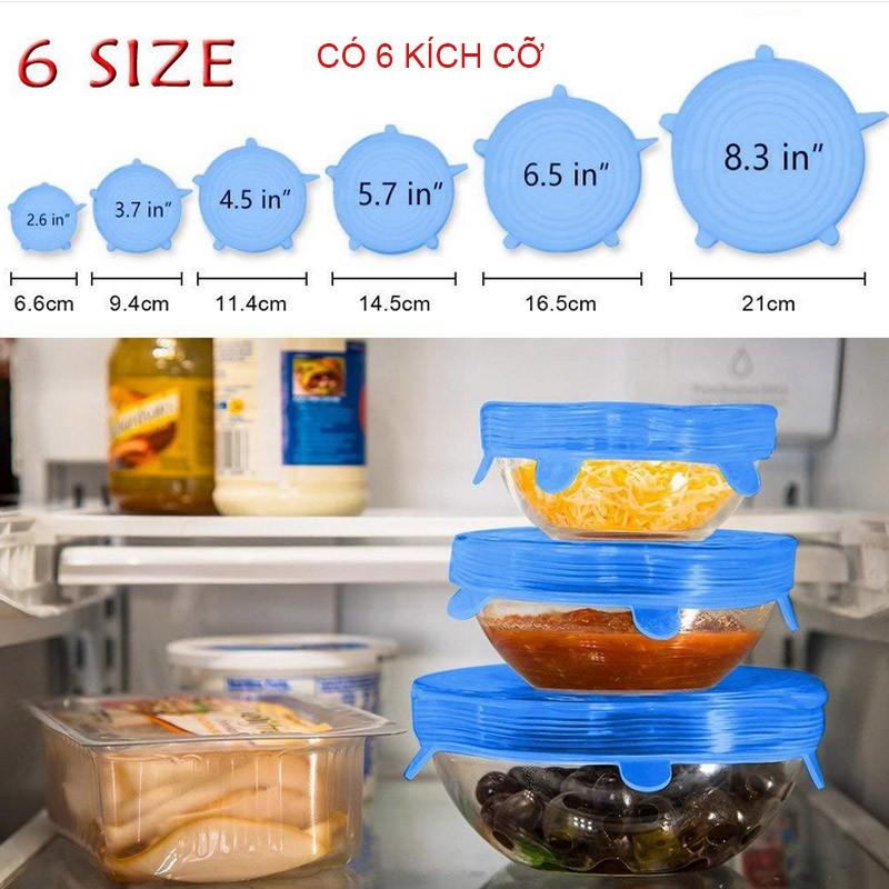 BỘ 6 MIẾNG SILICON BỌC TÔ CHÉN BÁT BẢO QUẢN THỨC ĂN ĐA NĂNG -M01