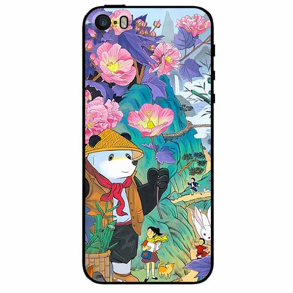 Ốp lưng dành cho Iphone 5/5s/5se mẫu Gấu Cầm Hoa