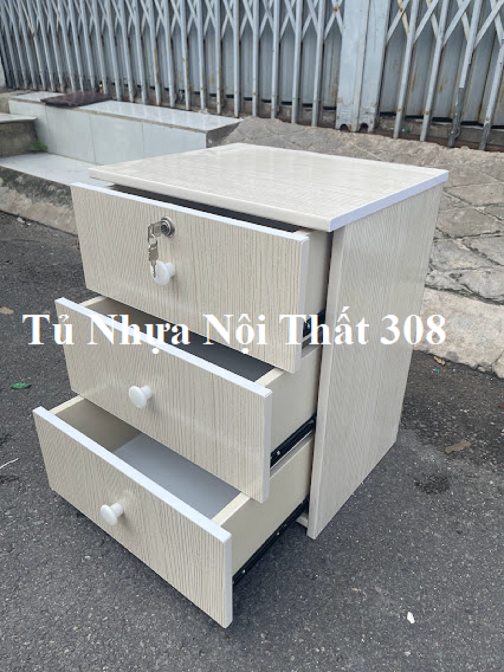 Tủ, Kệ Đầu Giường Nhựa Đài Loan Cao 53cm Ngang 42cm Sâu 32,5cm Màu Gỗ Sồi K169