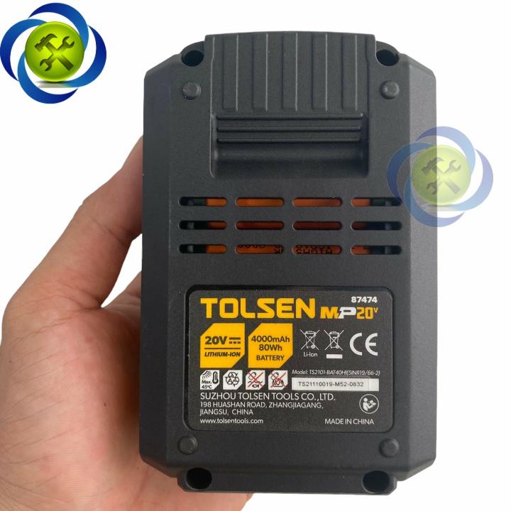 Pin 20V 4.0Ah Tolsen 87474 (tương thích với tất cả các công cụ không dây TOLSEN MP20V)