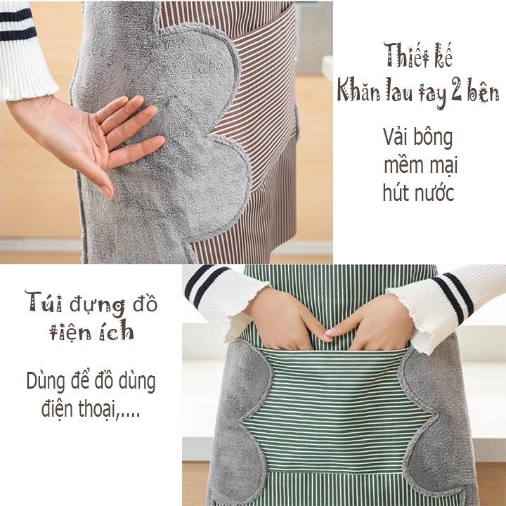 Tạp Dề Chống Thấm - Loại đẹp, dày dặn thiết kế 2 khăn lau tay San Ho phong cách Hàn Quốc 00352