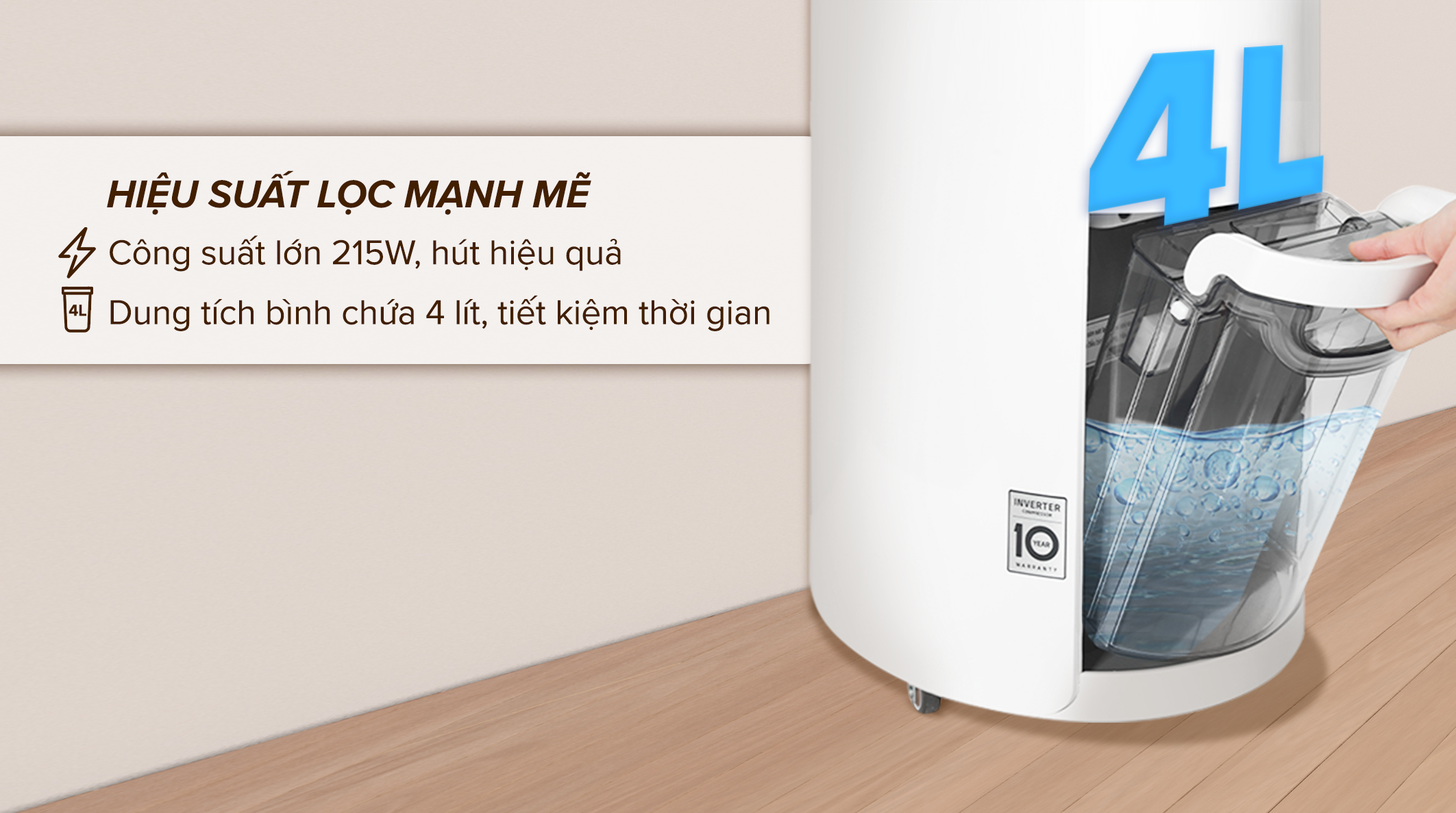 Máy hút ẩm LG Dual Inverter 16L MD16GQSE0 - Hàng chính hãng - ĐKH