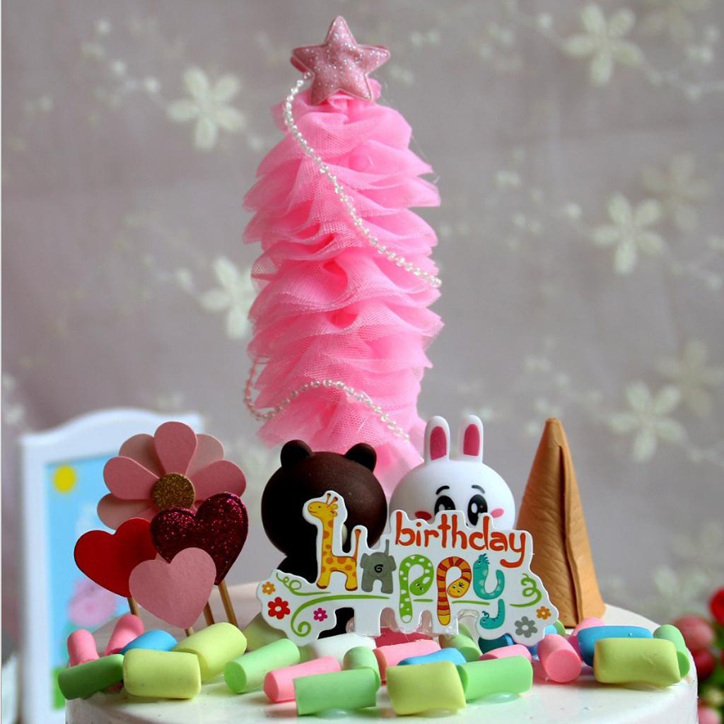 6 Pieces Tulle Christmas Tree Cake Toppers Wedding Birthday Party Supplier