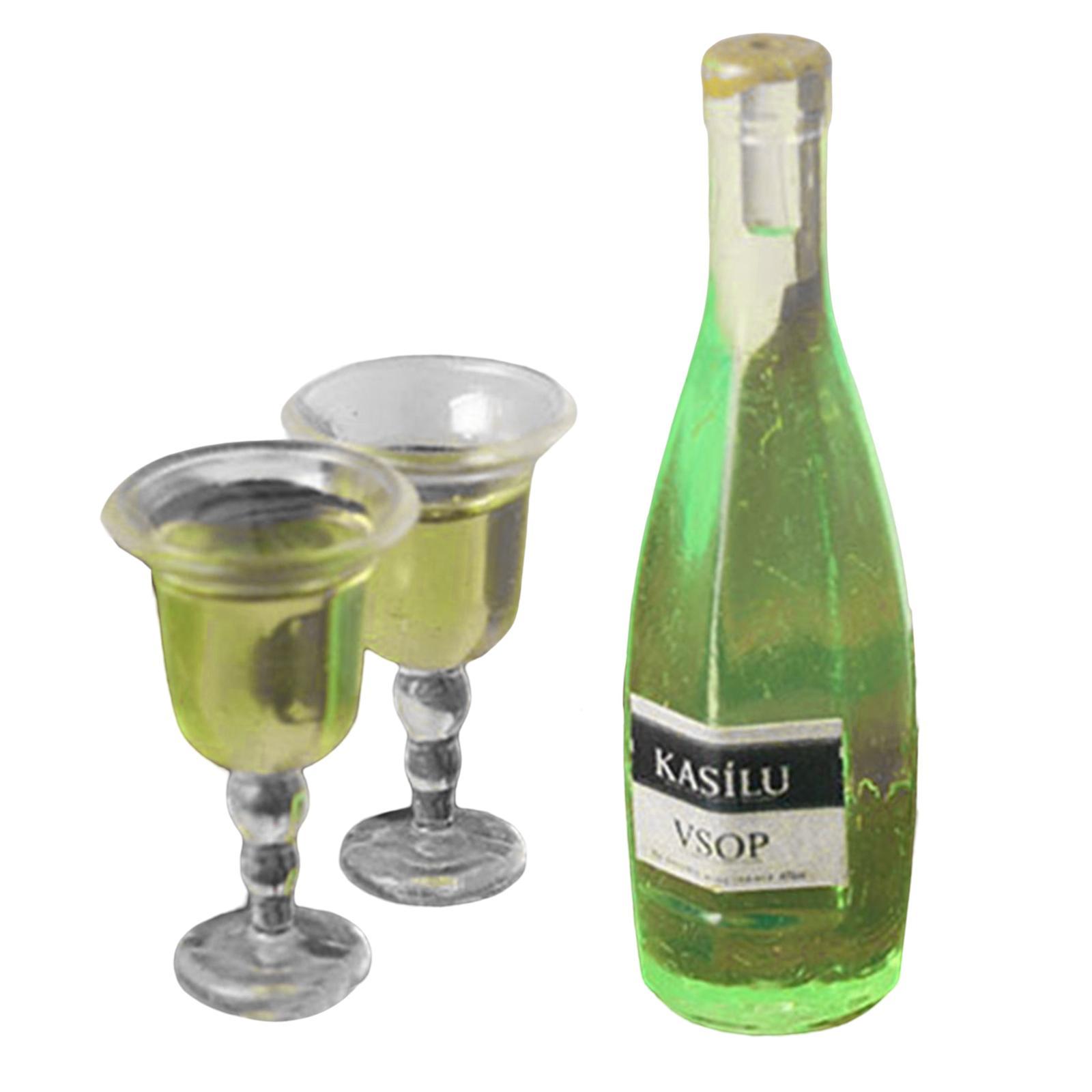 1/12 Scale Dollhouse Miniature  Bottle with  Cups for Dining Room