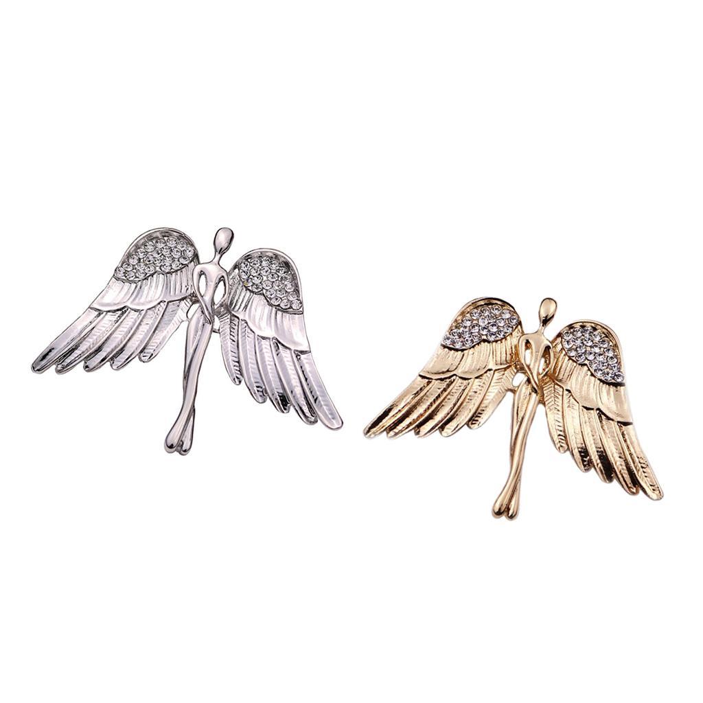 2-4pack Fashion Angel Wings Brooch Charming Crystal Brooch Pin for Men Women