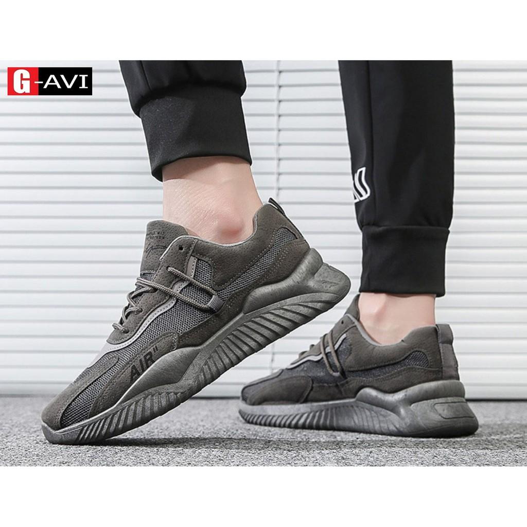 Giày sneaker thể thao vải lưới phối da, đế thông hơi thoáng mát, khử mùi đi cực êm chân AVi 395