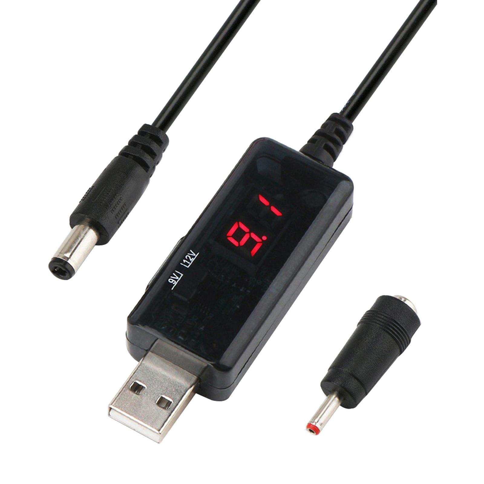 USB DC 5V to 12V 9V Power Cable Step up for 5.5/3.5mm Router Lamp Speaker