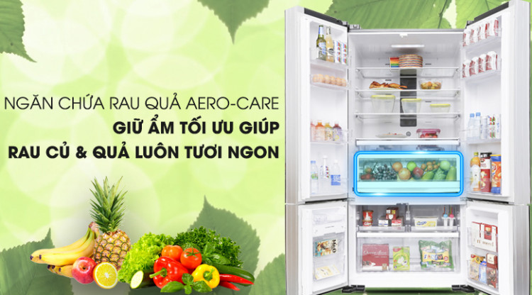Bảo quản rau củ quả tươi ngon với ngăn Aeron - Care - Tủ lạnh Hitachi Inverter 640 lít WB800PGV5 GBK Bảo quản rau củ quả tươi ngon với ngăn Aeron - Care - Tủ lạnh Hitachi Inverter 640 lít WB800PGV5 GBK