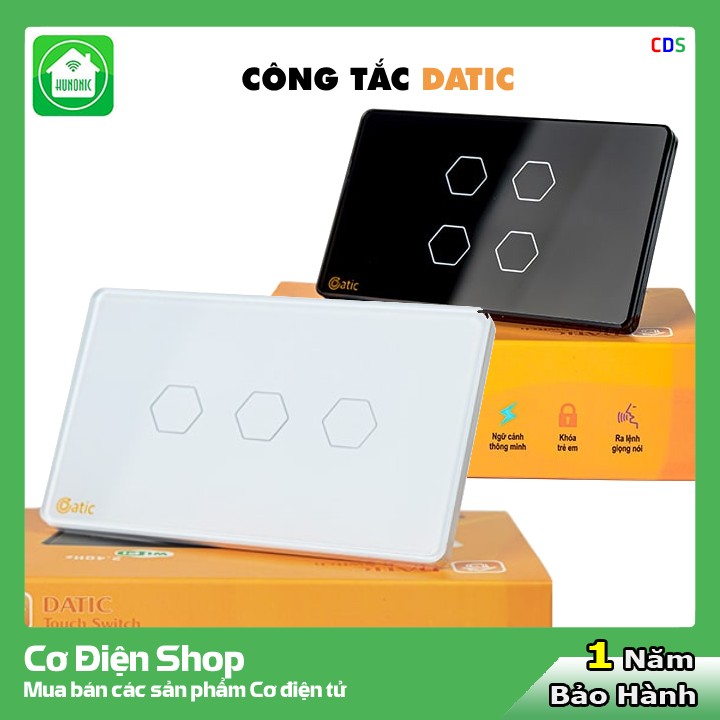 Công tắc cảm ứng Hunonic Datic – Điều khiển từ xa bằng điện thoại – Kết nối wifi – Hẹn giờ thông minh – 1 2 3 4 nút – 2 màu đen trắng – 1 nút trắng