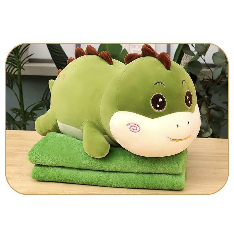 Bộ chăn gối văn phòng gấu bông khủng long, hà mã, heo xinh 60cm siêu đáng yêu