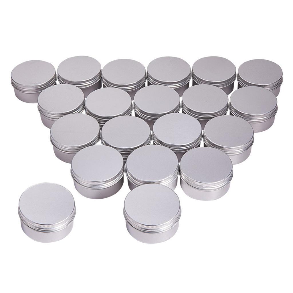 25Pc Aluminum Tin Storage Pot Candles Salves Containers Screw Lid 100ml 80ml