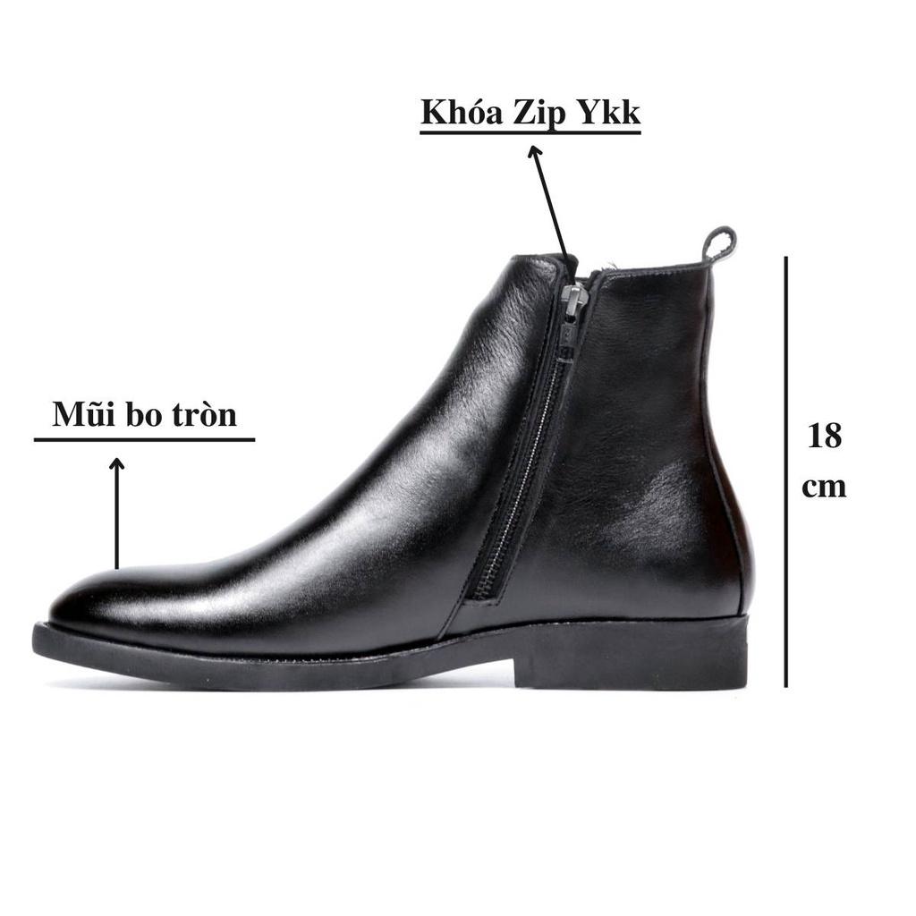 Giày da công sở Chelsea Boots Zip Classic 22 (CB.ZC22) da bò nhập khẩu, Lucas Shoes bảo hành 1 năm