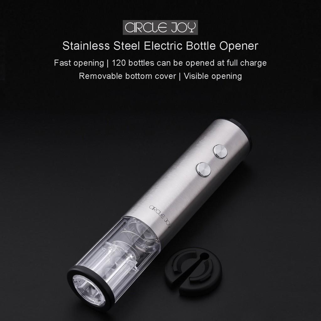 Circle Joy Bộ dụng cụ gồm đồ mở nắp chai rượu + bình đựng rượu + nút đậy chai rượu mini bằng thép không gỉ Hàng nhập khẩu