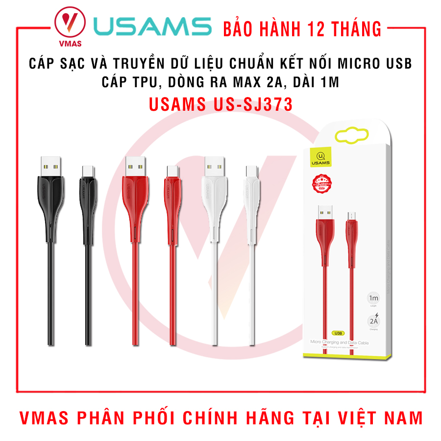 Dây cáp sạc USAMS US-373 (U38) cổng Micro dài 1m, hàng chính hãng