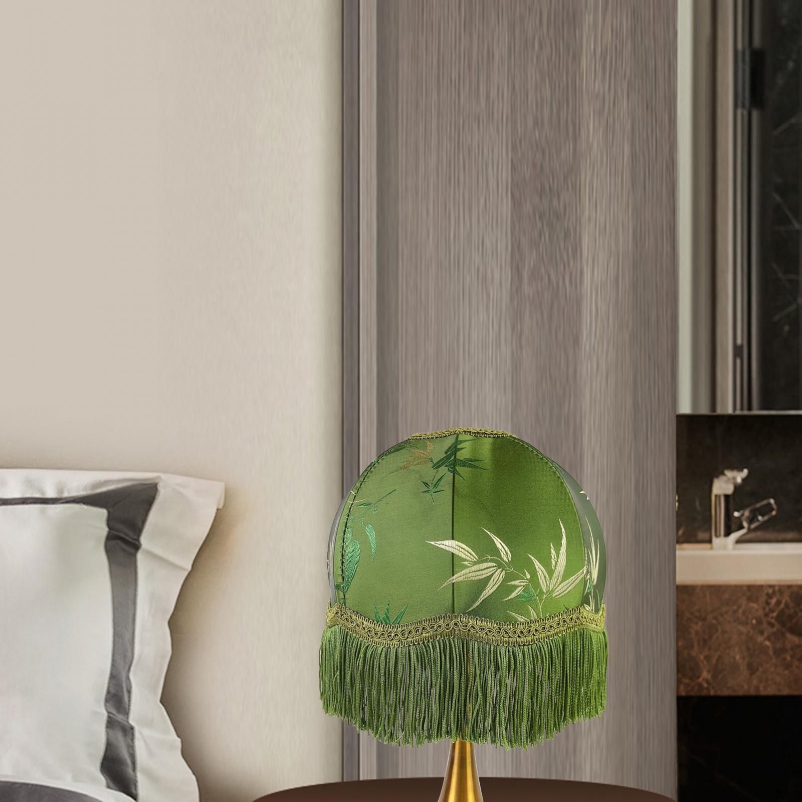 Table Lamp Shade Cover Lampshade Light Shade European Practical Decorative Green with Tassel Bedside Light Cover Replacements