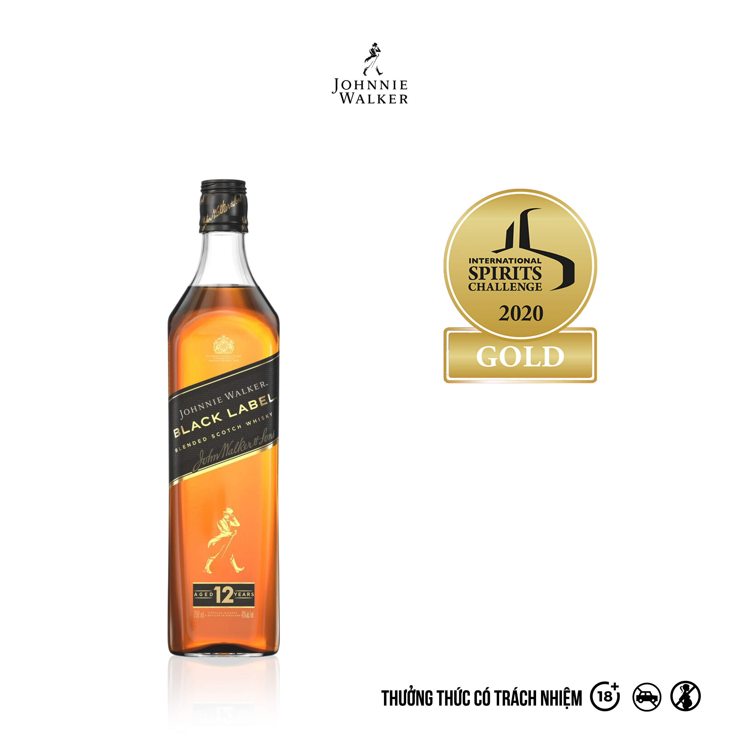 [Made in Scotland] Rượu Johnnie Walker Black Label aged 12 years Blended Scotch Whisky 750ml 40% - Không Hộp