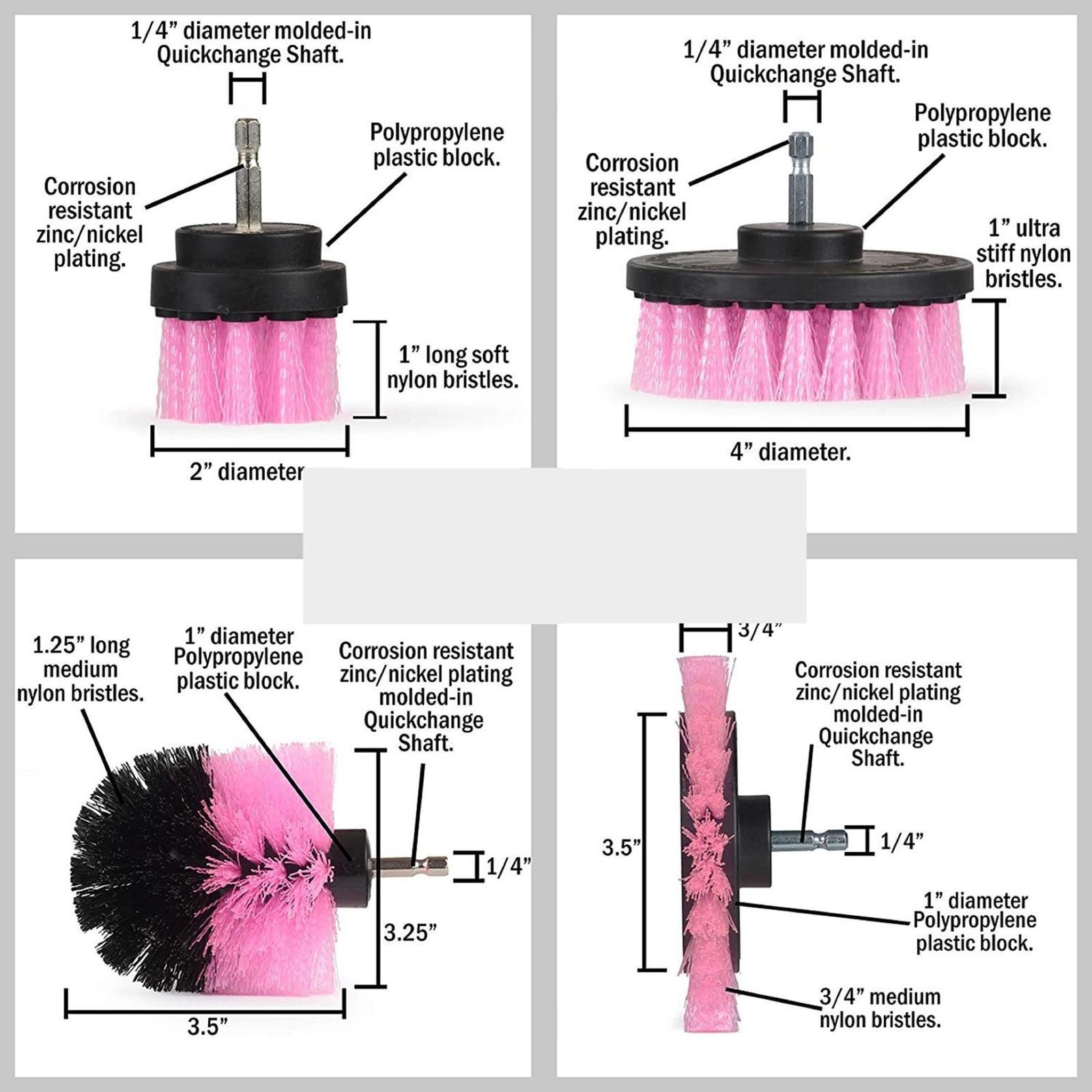 5Pcs Home Drill Brush Attachment - Bathroom Surfaces Tub, Shower, Tile and Grout All Purpose Power Scrubber Cleaning Kit Grout Drill Brush Set