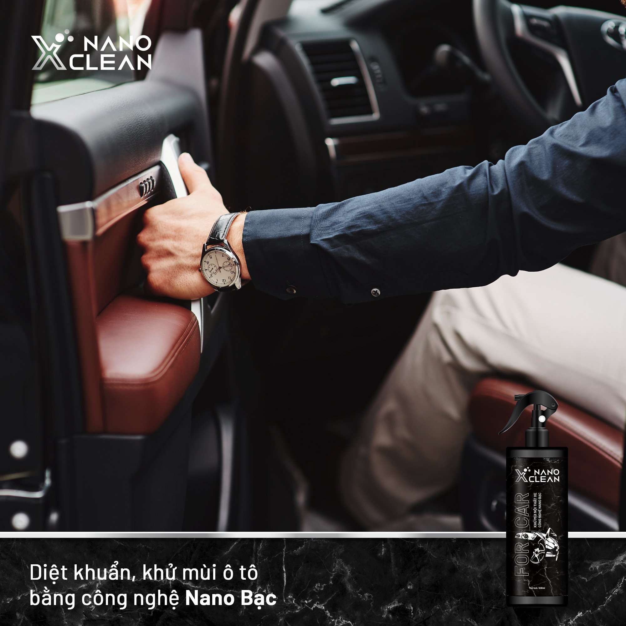 Khử Mùi ô Tô, khử mùi xe hơi chai xịt diệt khuẩn khử mùi nano bạc Nano Xclean For Car AHT Corp - chăm sóc ô tô, vệ sinh và khử mùi nội thất, phụ kiện ô tô