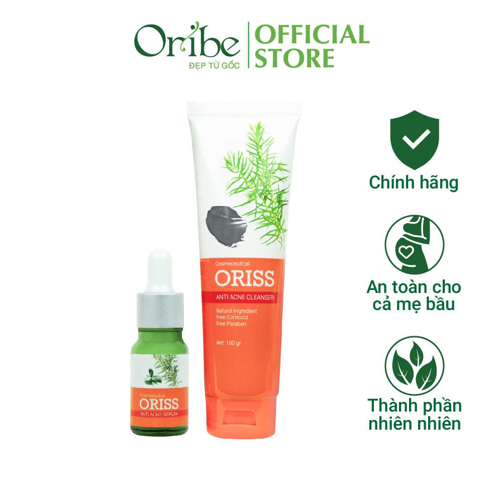 Combo Hỗ Trợ Trị Mụn Oriss - Sữa Rửa Mặt Ngừa Mụn Oriss 100g + Serum ngăn ngừa mụn Oriss 10g