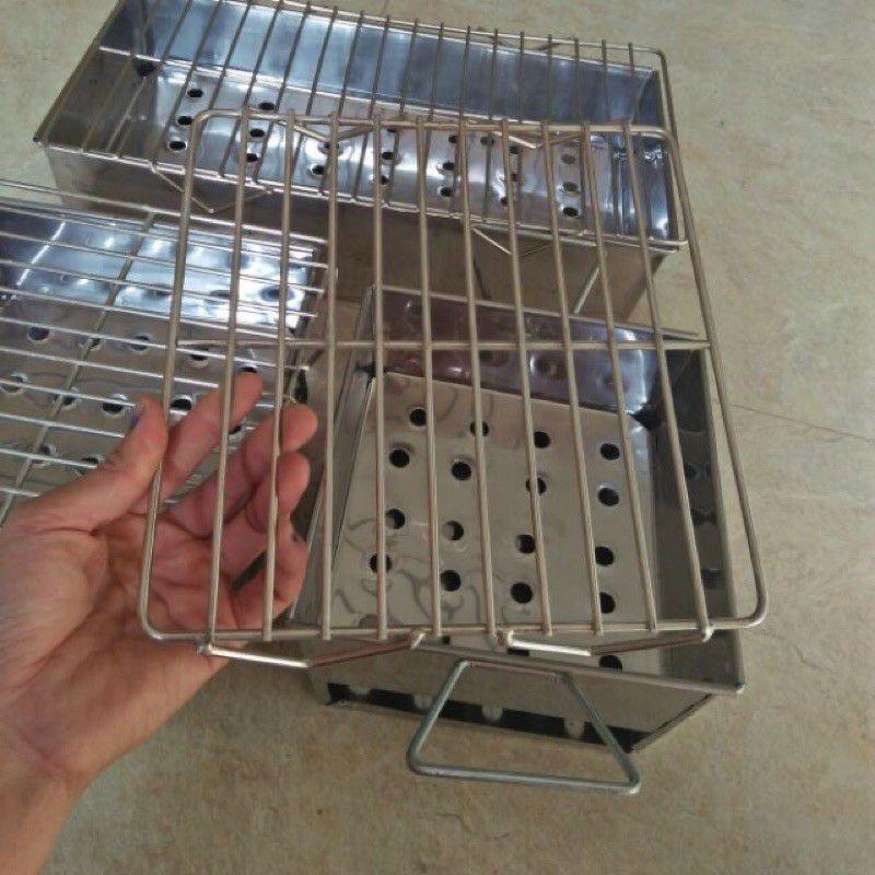 Vỉ nướng thịt , hải sản hình chữ nhật bằng inox 304 không gỉ có chân