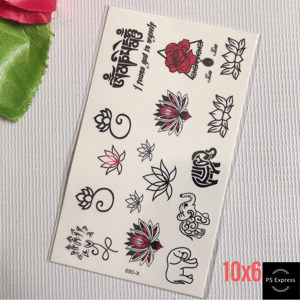 Hình xăm dán hoa sen mini 10x6cm- mua 5 tặng 1 mini xinh