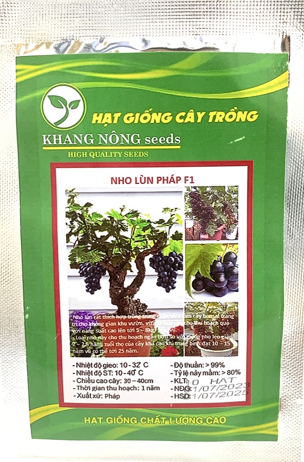 Hạt Giống Nho Lùn Pháp F1 - Nho Lùn Siêu Quả 4 Mùa - gói 10 Hạt
