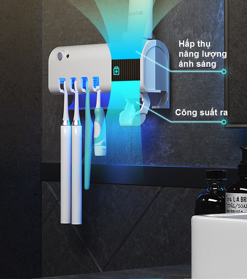 Giá Treo Khử Trùng Bàn Chải Đánh Răng Bằng Tia UV, Nhả Kem Đánh Răng Tự Động, Cảm Biến Tự Động Thông Minh - Hàng Chính Hãng