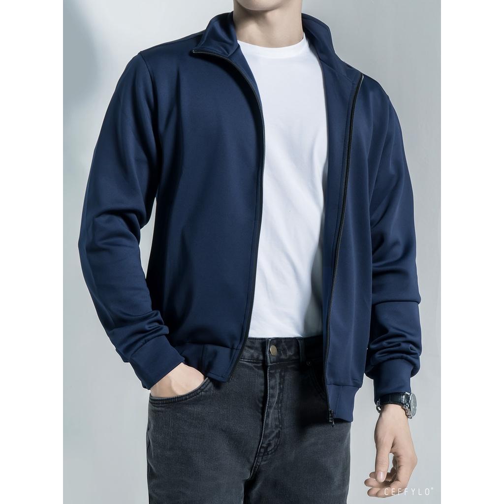 Áo Khoác Nỉ Cổ Dựng Xanh Navy Trơn, Chất Liệu Nỉ Mềm Mịn – CEFFYLO