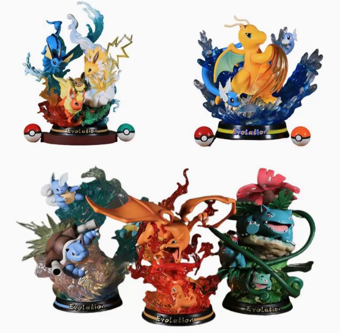 Pokemon Figure, Mô hình, nhân vật size to tiến hóa Charamander Bulbasaur gengar squitle mewtwo huyền thoại có đèn led