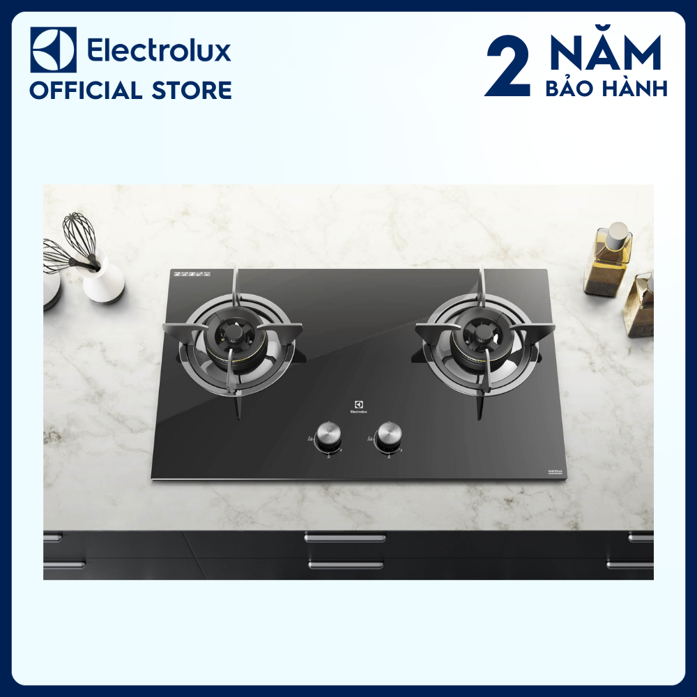 Bếp ga Ganar Electrolux EHG7230BE 2 mâm chia lửa 78cm - Đầu đốt công suất cao, an toàn, Mặt kính cường lực dễ dàng lau chùi và vệ sinh