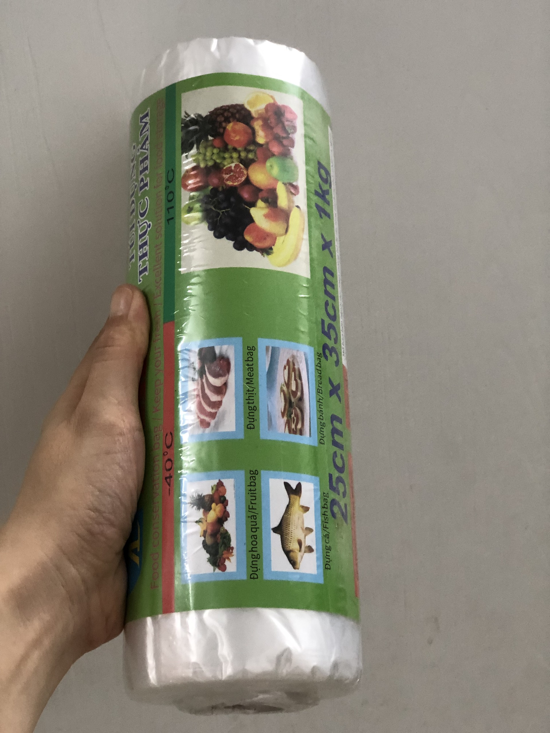 Túi đựng thực phẩm HDPE tự hủy sinh học An Lành dạng cuộn 1kg (25cmx35cm) tặng kẹp túi thực phẩm tiện lợi màu ngẫu nhiên - Hình thật thực tế SP