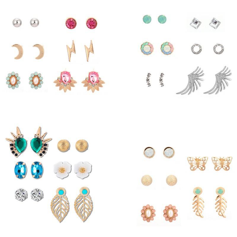 Set 5/6 Đôi Bông Tai Hợp Kim Nhiều Kiểu Dáng Xinh Xắn Cho Nữ