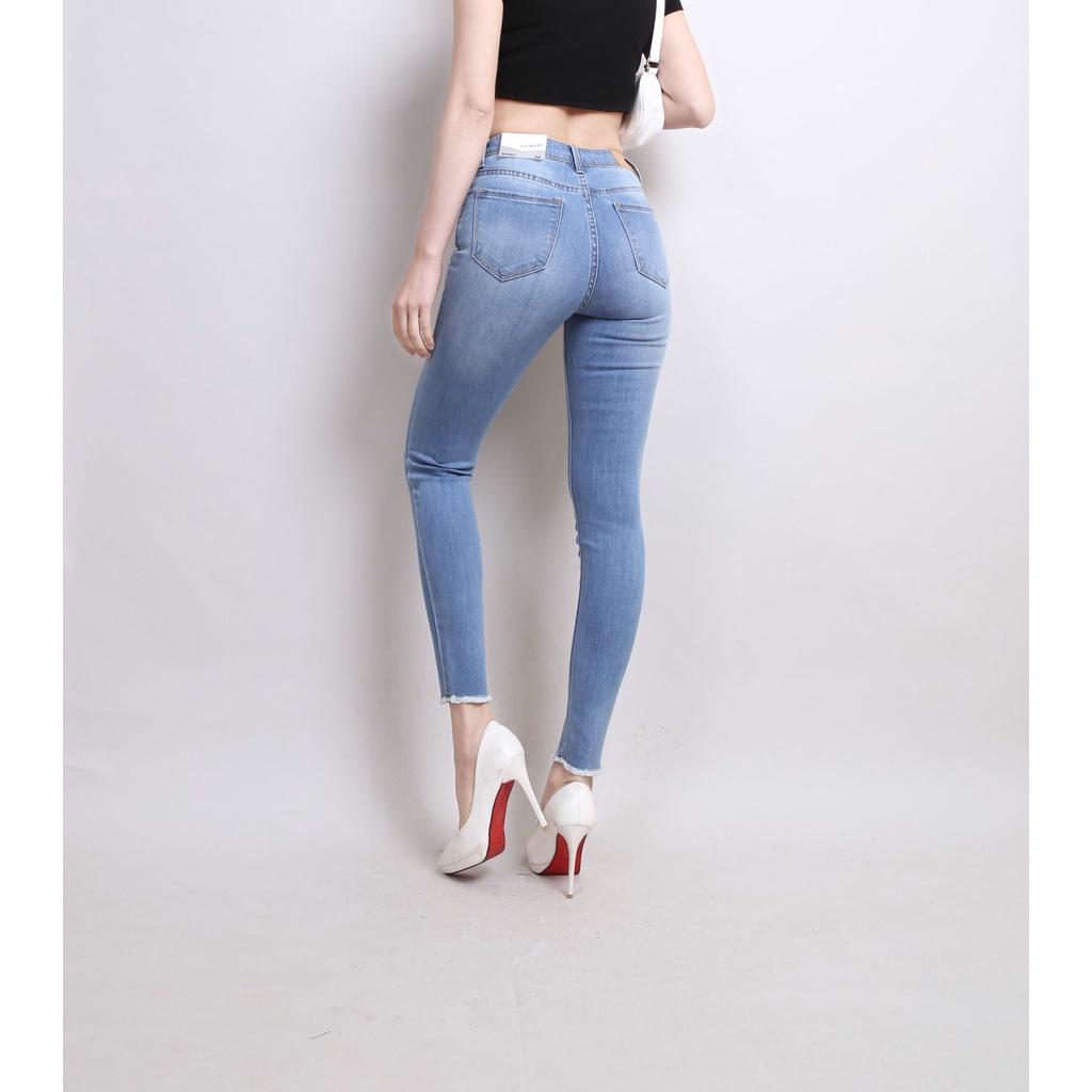 Quần Jean Nữ Skinny Cạp Cao co giãn Gấu Tua Rua Rách CT JEANS