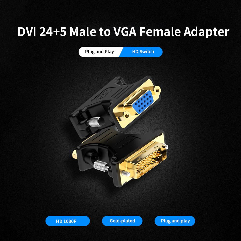 VENTION DVI to VGA Adapter DVI 24+5 Male to VGA Female Converter 1080P HD Gold-plated Adapter for PC Displayer Projector
