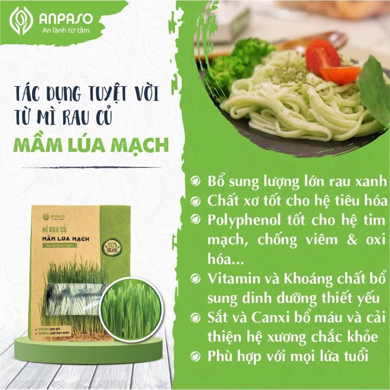 Mì rau mầm lúa mạch hữu cơ Anpaso, 100% bột mỳ nhập khẩu organic