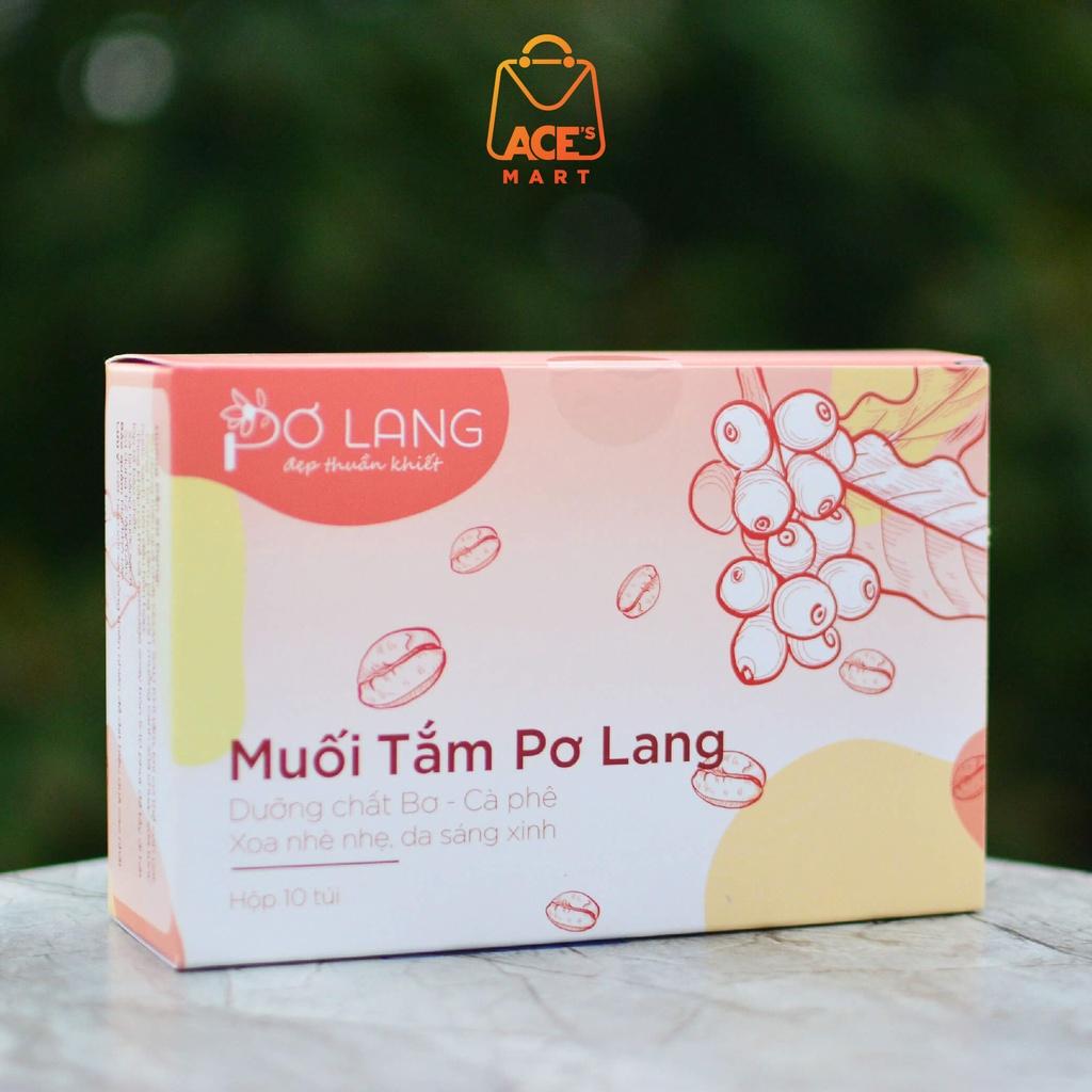 Tẩy tế bào chết toàn thân Pơ Lang chiết xuất cà phê Đăk Lăk, giảm mụn mờ thâm, dưỡng trắng da 130g, 230g, hộp 10 gói