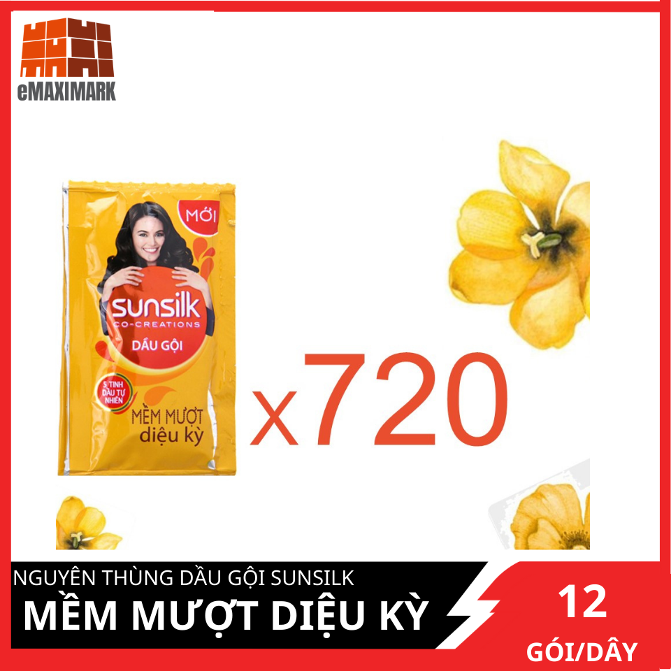 [Giá sỉ] Nguyên thùng Dầu gội Sunsilk Mềm mượt diệu kỳ (Vàng) Dây 12 góiX60