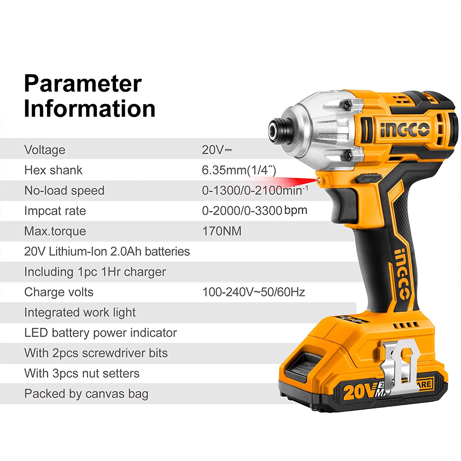 Máy siết vít motor không chổi than INGCO CIRLI2002 dùng pin 20V, lực siết 200Nm.