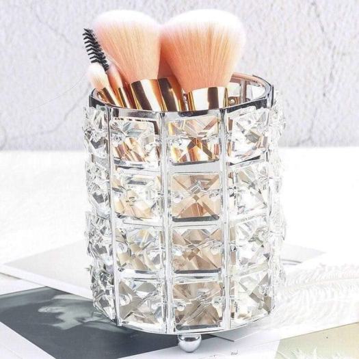 Ống đựng cọ trang điểm kim cương - Hộp đựng đồ make up khung kim loại siêu bền, bên ngoài đính đá màu độc đáo để bàn gọn gàng - Sắp xếp bàn trang điểm thêm xinh