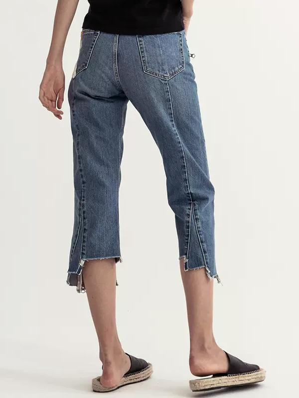 Quần Jeans Nữ MOUSSY Japanese Washed Irregular Zipper Jeans - SIZE 26
