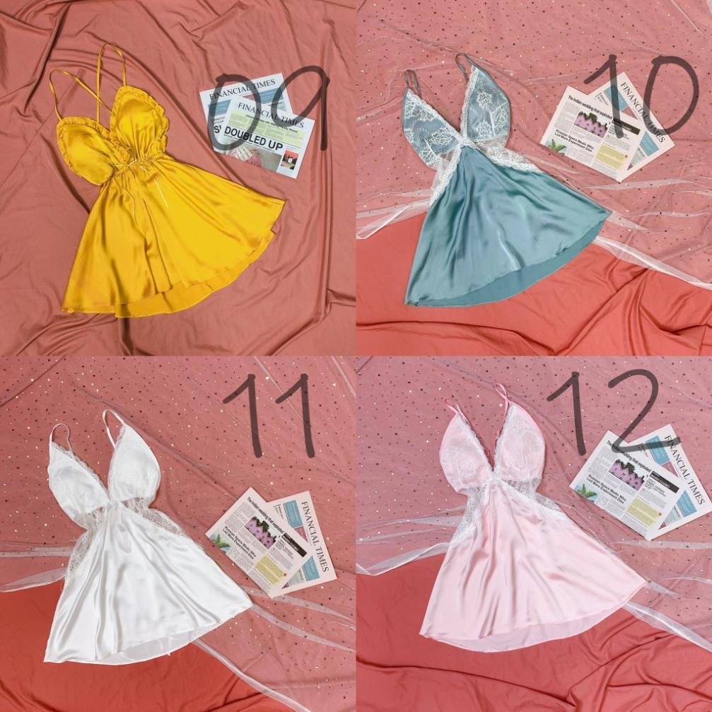 Váy Ngủ Sexy Gợi Cảm ️̉ ️ Váy ngủ 2 dây Linqu chất satin mặc ngủ mát freesize
