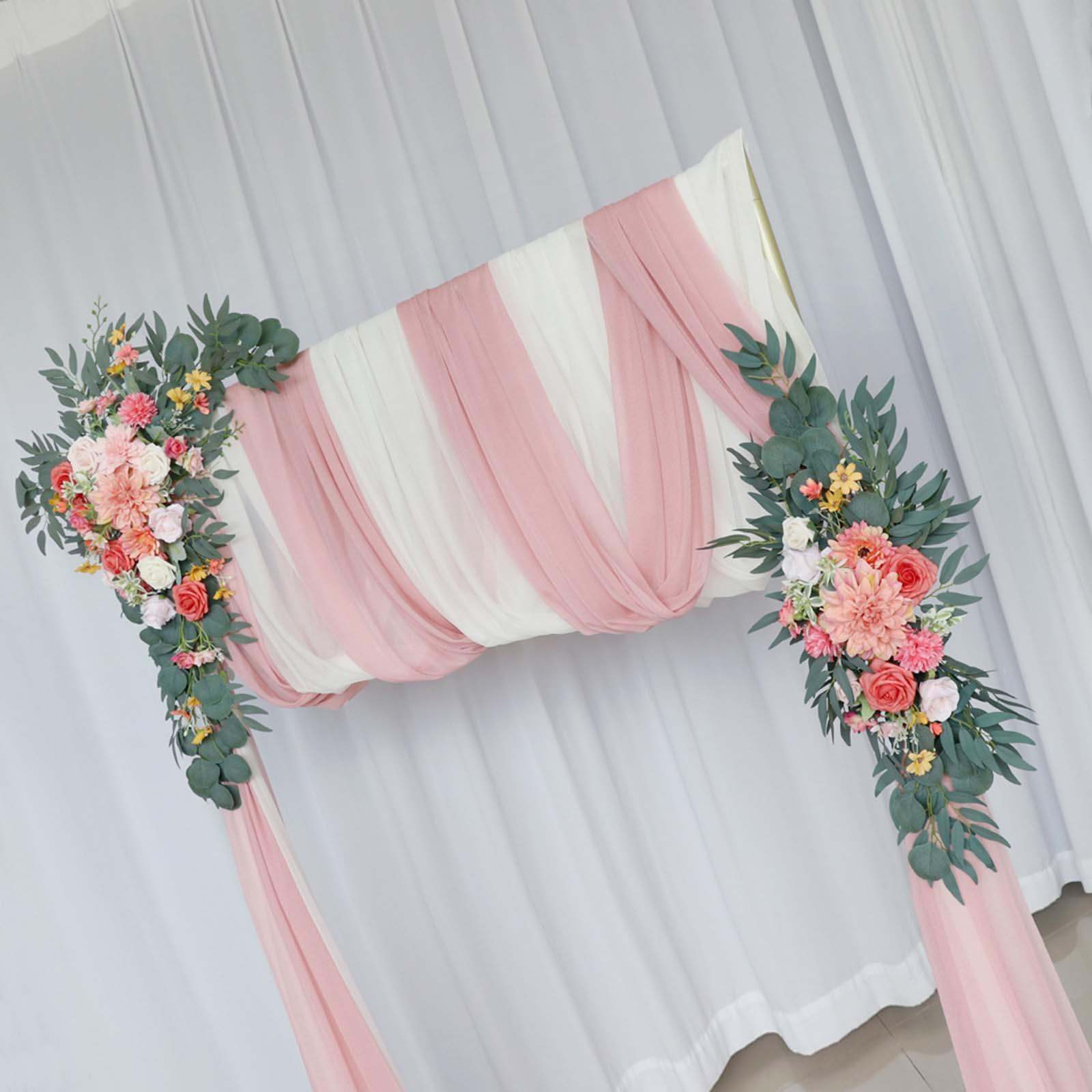 2Pcs Wedding Arch Flowers Rustic Arch Decor for Ceremony Reception Event