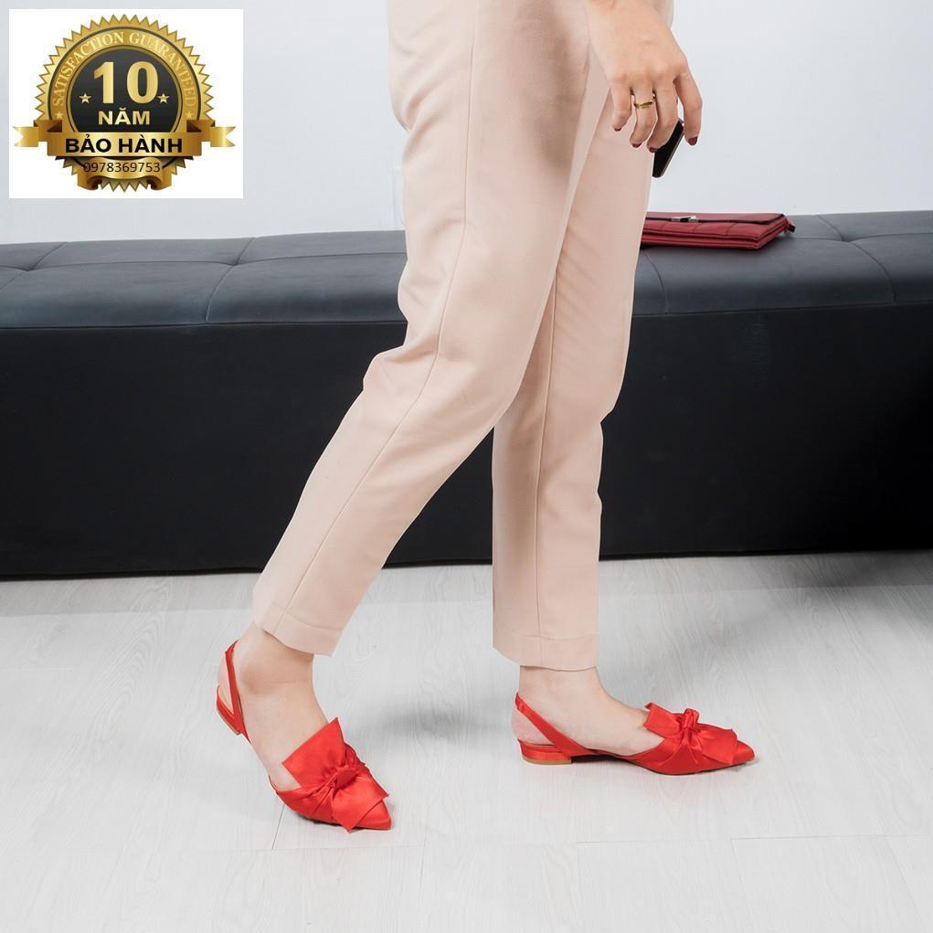 Giày Nữ Đế Bệt Mũi Nhọn Phối Nơ Thời Trang EL010