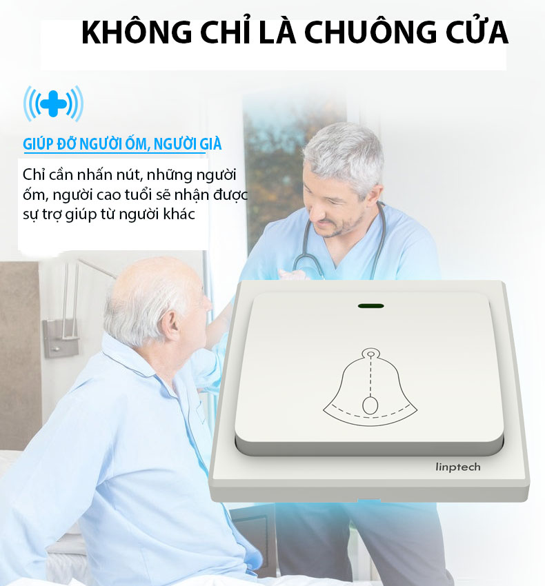 Chuông Cửa Không Dây Chống Nước Báo Khách Màu Trắng