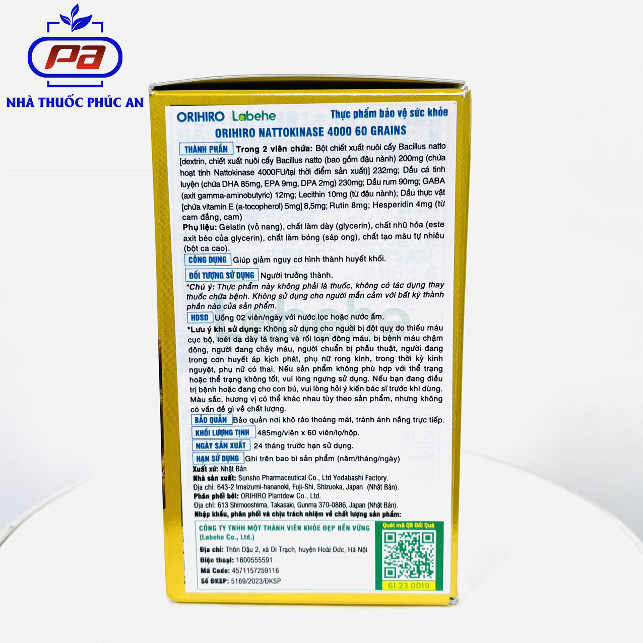 Viên uống chống đột quỵ tai biến Natto Kinase 4000FU Orihiro Nhật Bản 60 viên